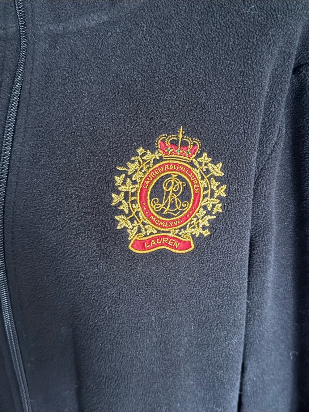 Lauren Ralph Lauren LRL Black Full Zip Monogram Emblem Fleece Jacket Size 2X - Picture 3 of 4